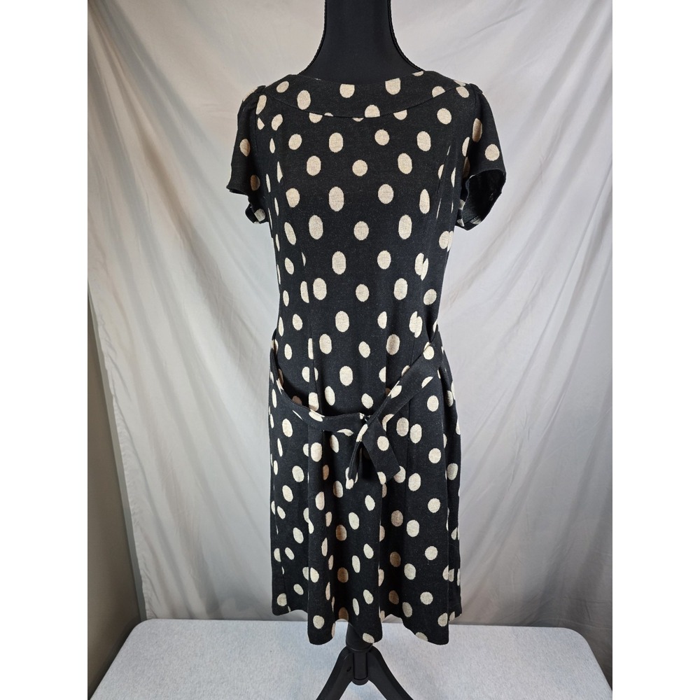 AGB Black and Brown Polka Dot Stretch Dress Size 12 Homestedder Dress